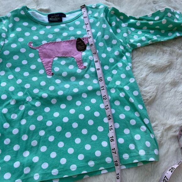 Mini Boden Long Sleeve Crew Neck T Shirt Polka Dot Dog Patch Pink Teal 9-10Y - Picture 10 of 11